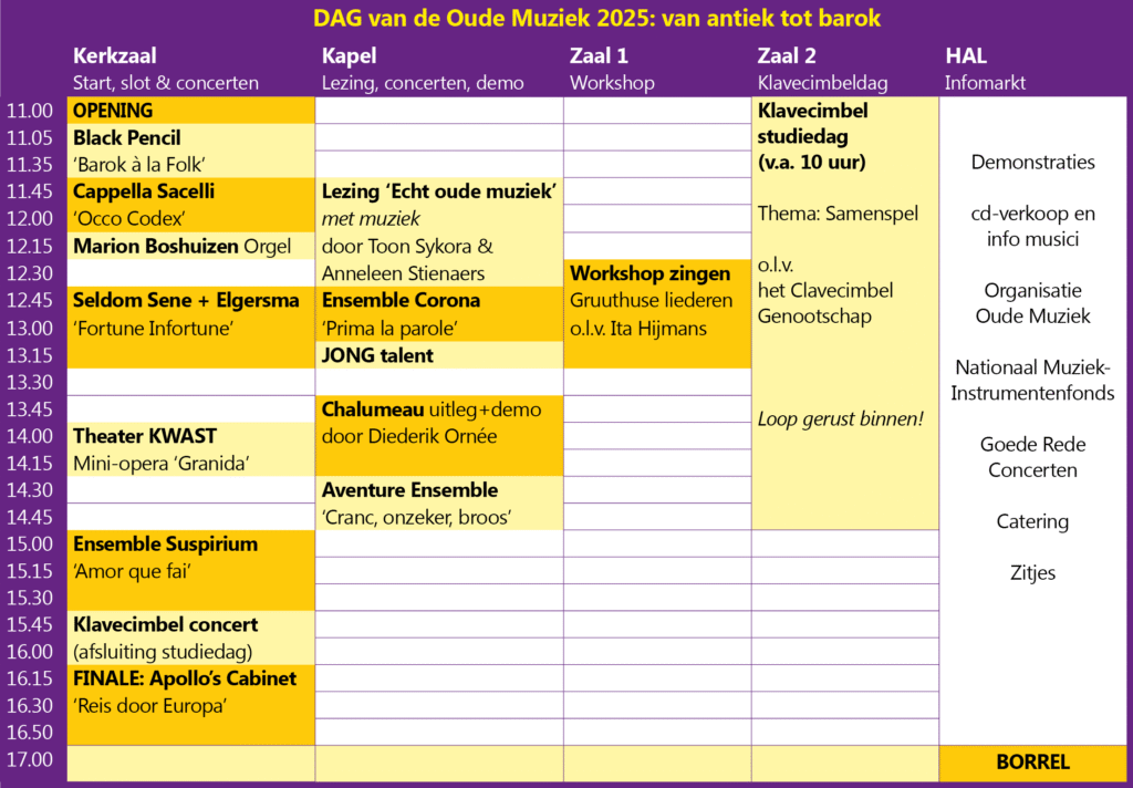programma Dag van de Oude Muziek 2025